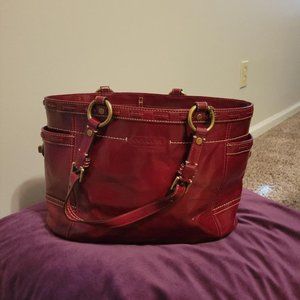 Coach Red Leather Tote